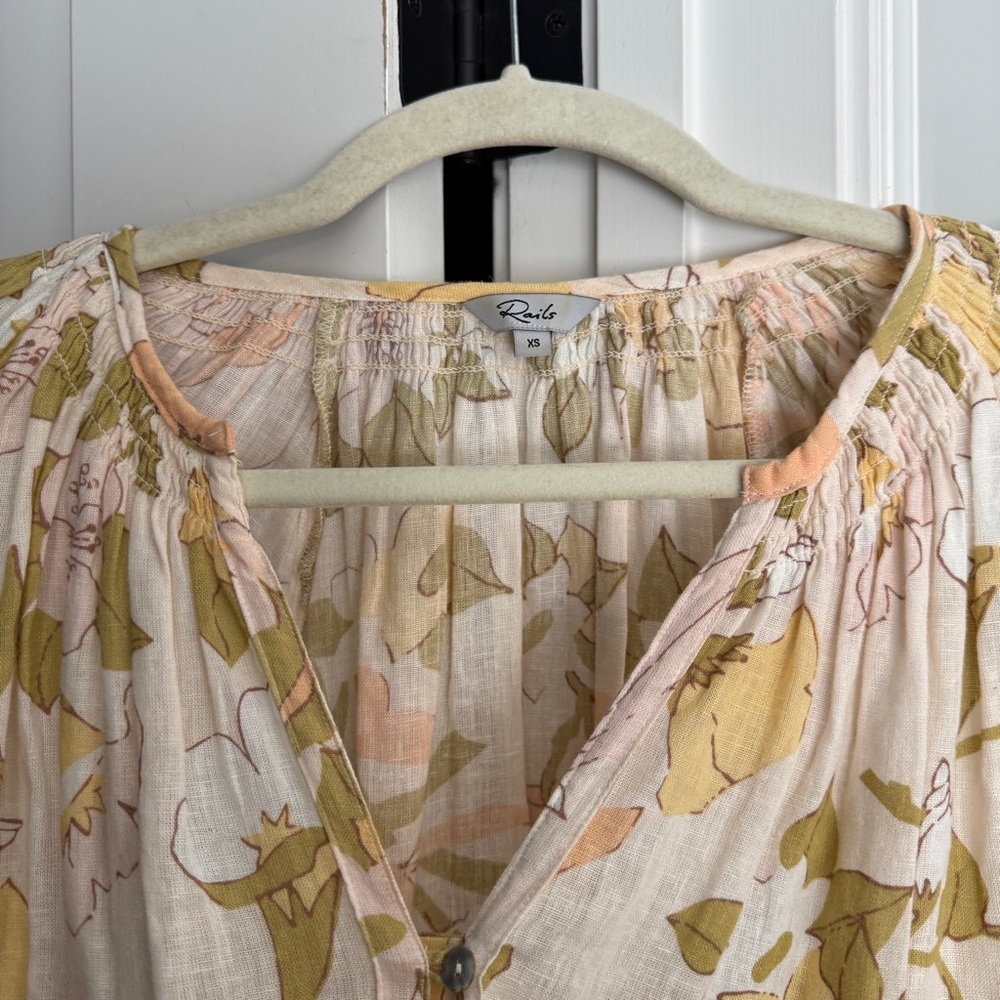 Rails Mariah Citrus Floral Blouse Linen Blend Top - Picture 3 of 5